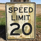 Speed Limit 20 Vintage Sign, 30x24 Vintage Metal Road Sign, C