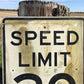 Speed Limit 20 Vintage Sign, 30x24 Vintage Metal Road Sign, C