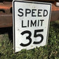 Speed Limit 35 Vintage Sign, 30x24 Vintage Metal Road Sign, B