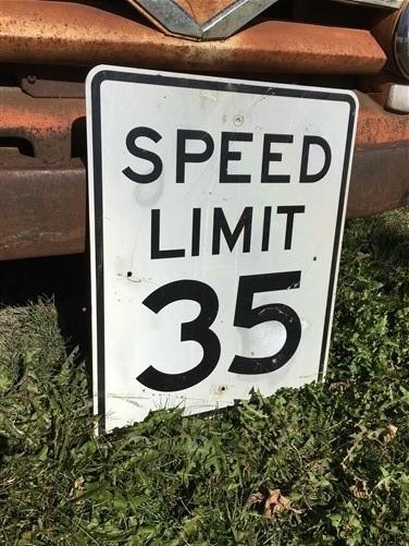 Speed Limit 35 Vintage Sign, 30x24 Vintage Metal Road Sign, B