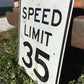 Speed Limit 35 Vintage Sign, 30x24 Vintage Metal Road Sign, B