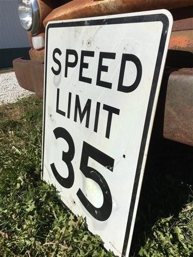 Speed Limit 35 Vintage Sign, 30x24 Vintage Metal Road Sign, B