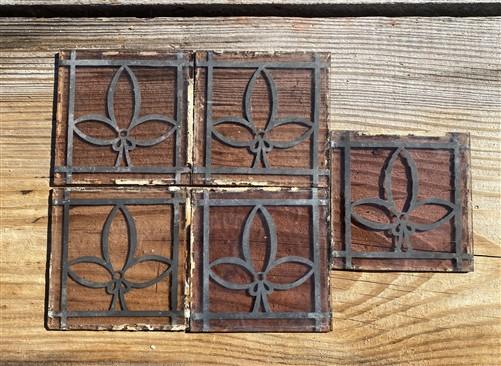 10 Stained Leaded Art Glass Reclaimed Church Window Parts, Purple Trinity C