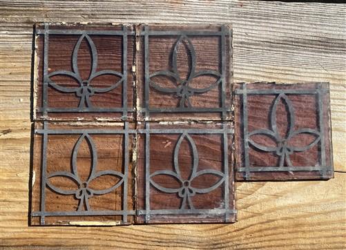 10 Stained Leaded Art Glass Reclaimed Church Window Parts, Purple Trinity E