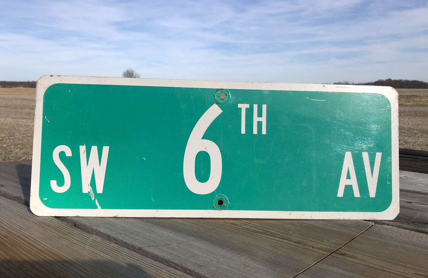 SW 6th Av Street Sign, 9x24 Vintage Green Road Sign, Metal Road Sign, G