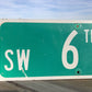 SW 6th Av Street Sign, 9x24 Vintage Green Road Sign, Metal Road Sign, G