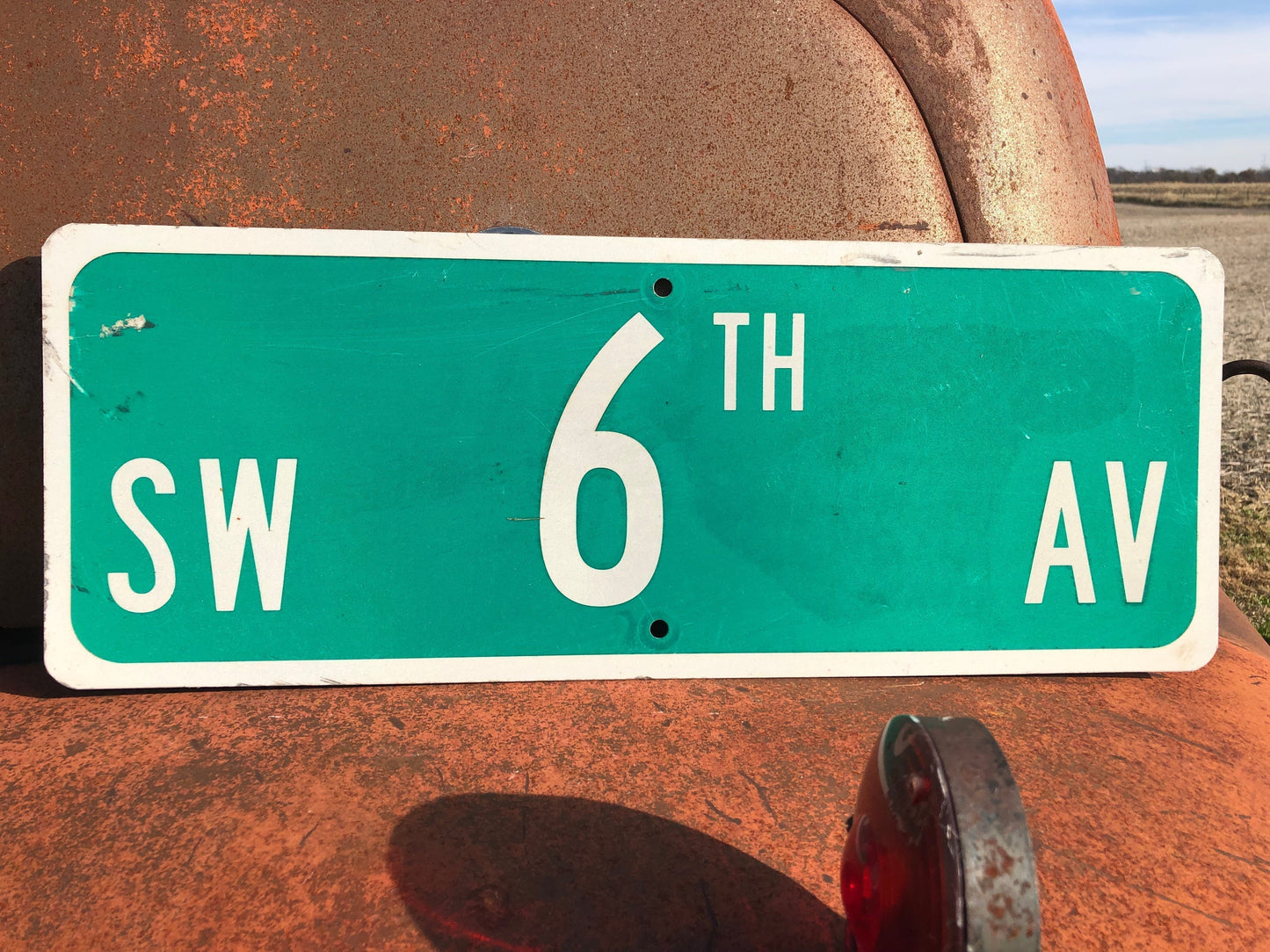 SW 6th Av Street Sign, 9x24 Vintage Green Road Sign, Metal Road Sign, H