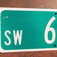 SW 6th Av Street Sign, 9x24 Vintage Green Road Sign, Metal Road Sign, H