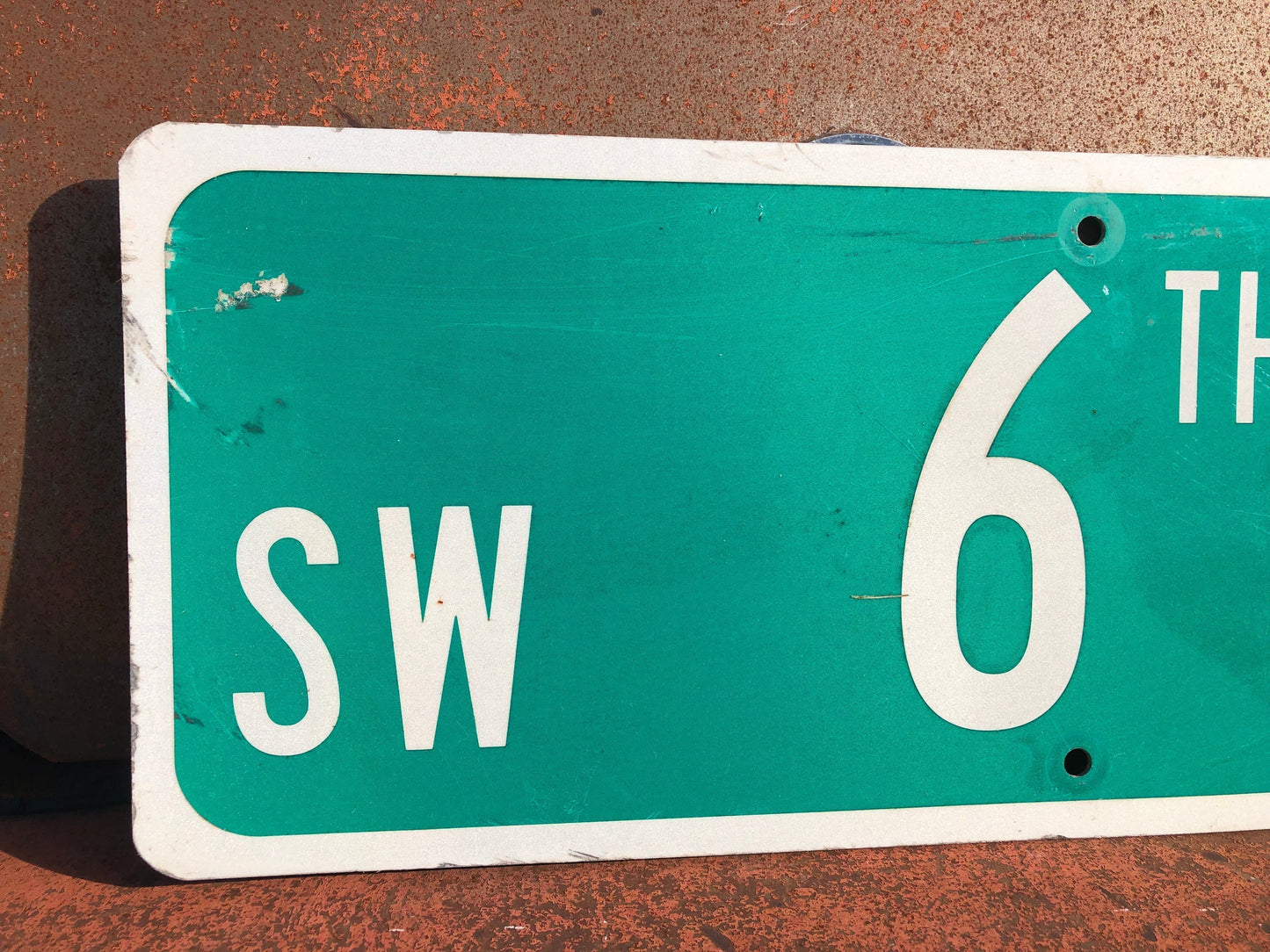 SW 6th Av Street Sign, 9x24 Vintage Green Road Sign, Metal Road Sign, H