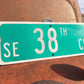 SE 38th CR Street Sign, 9x24 Vintage Green Road Sign, Metal Road Sign, B