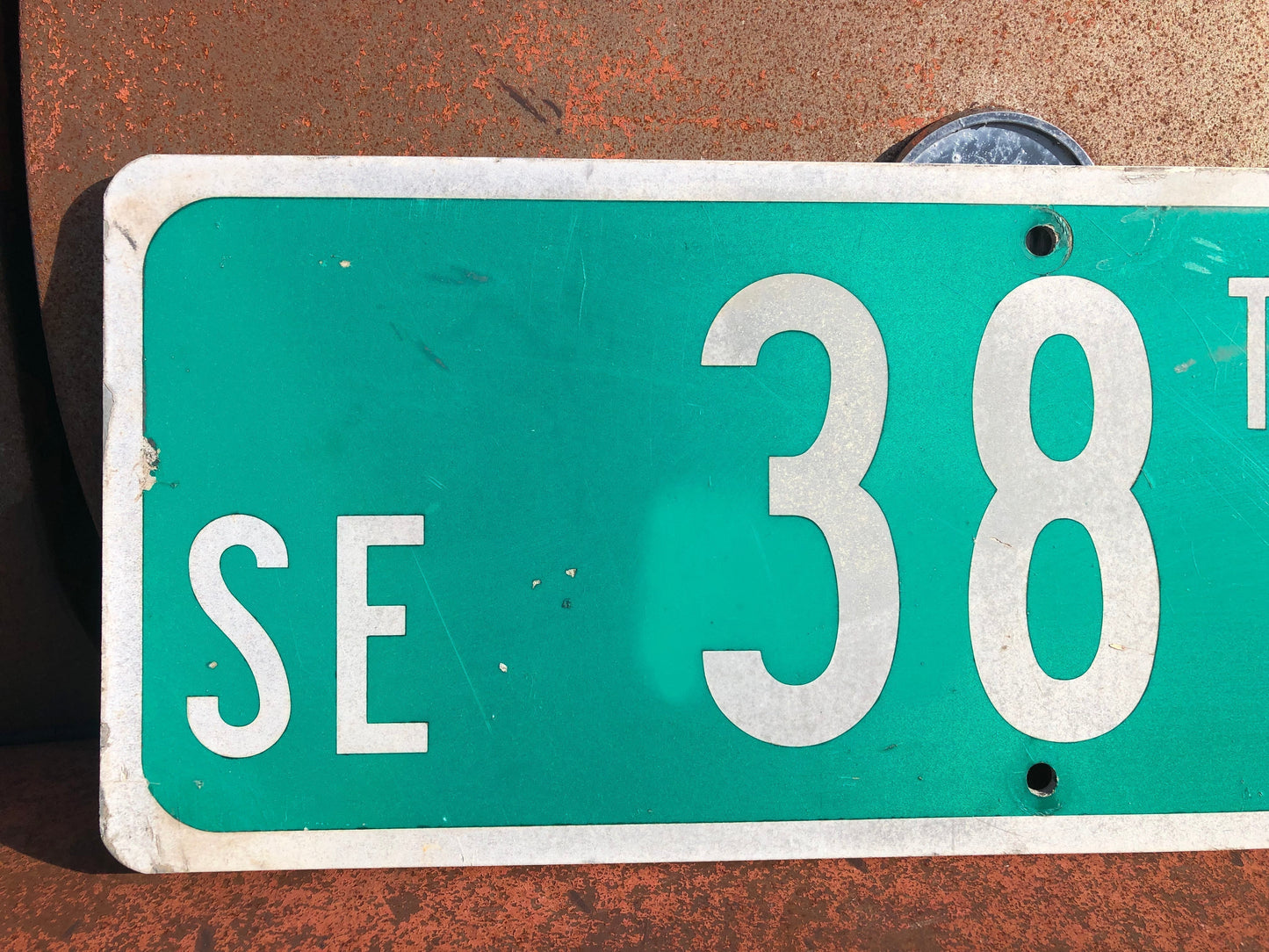 SE 38th CR Street Sign, 9x24 Vintage Green Road Sign, Metal Road Sign, B