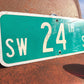 SW 24th ST Street Sign, 9x24 Vintage Green Road Sign, Metal Road Sign, E