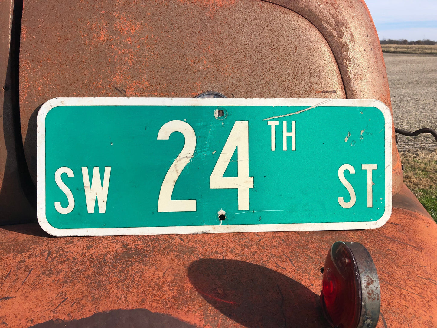 SW 24th ST Street Sign, 9x24 Vintage Green Road Sign, Metal Road Sign, E