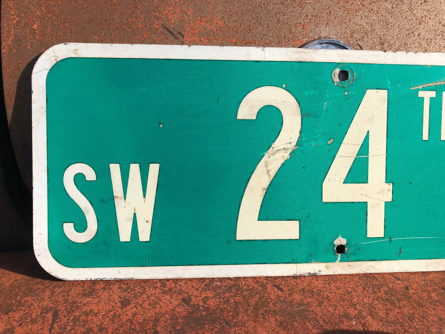 SW 24th ST Street Sign, 9x24 Vintage Green Road Sign, Metal Road Sign, E