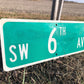 SW 6th Av Street Sign, 9x24 Vintage Green Road Sign, Metal Road Sign, J