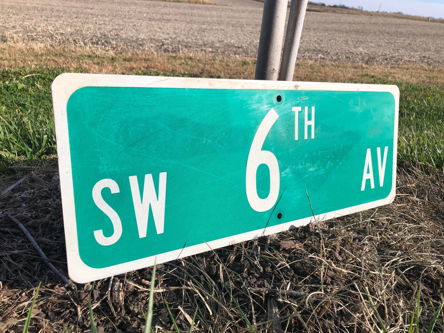 SW 6th Av Street Sign, 9x24 Vintage Green Road Sign, Metal Road Sign, J