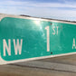 NW 1st Av Street Sign, 9x24 Vintage Green Road Sign, Metal Road Sign, G