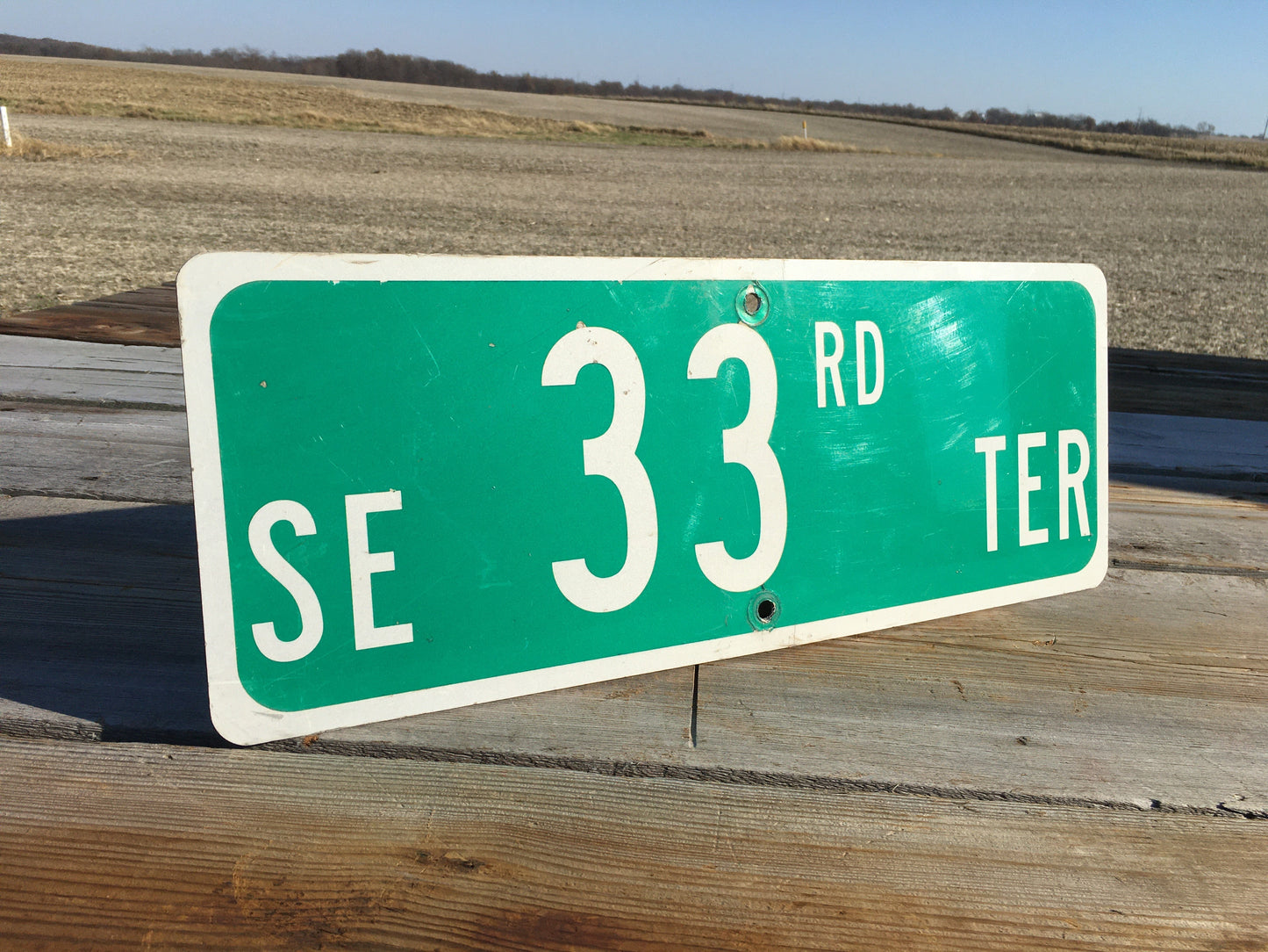 SE 33rd TER Street Sign, 9x24 Vintage Green Road Sign, Metal Road Sign, B