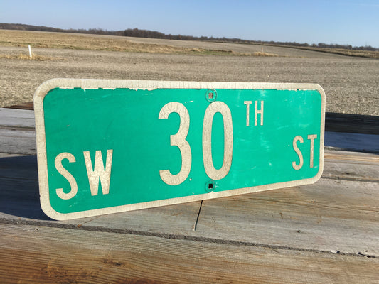 SW 30th ST Street Sign, 9x24 Vintage Green Road Sign, Metal Road Sign, B