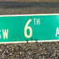 SW 6th Av Street Sign, 9x24 Vintage Green Road Sign, Metal Road Sign, C