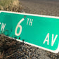 SW 6th AV Street Sign, 9x24 Vintage Green Road Sign, Metal Road Sign, D