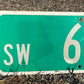 SW 6th AV Street Sign, 9x24 Vintage Green Road Sign, Metal Road Sign, D