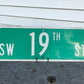 SW 19th ST Street Sign, 9x24 Vintage Green Road Sign, Metal Road Sign, C