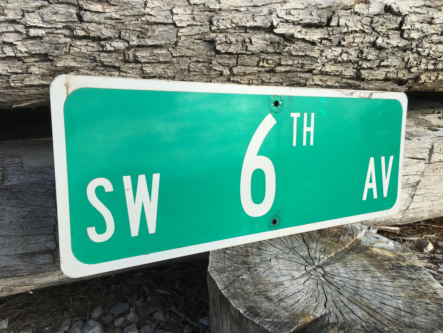 SW 6th Av Street Sign, 9x24 Vintage Green Road Sign, Metal Road Sign, E