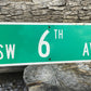 SW 6th Av Street Sign, 9x24 Vintage Green Road Sign, Metal Road Sign, E