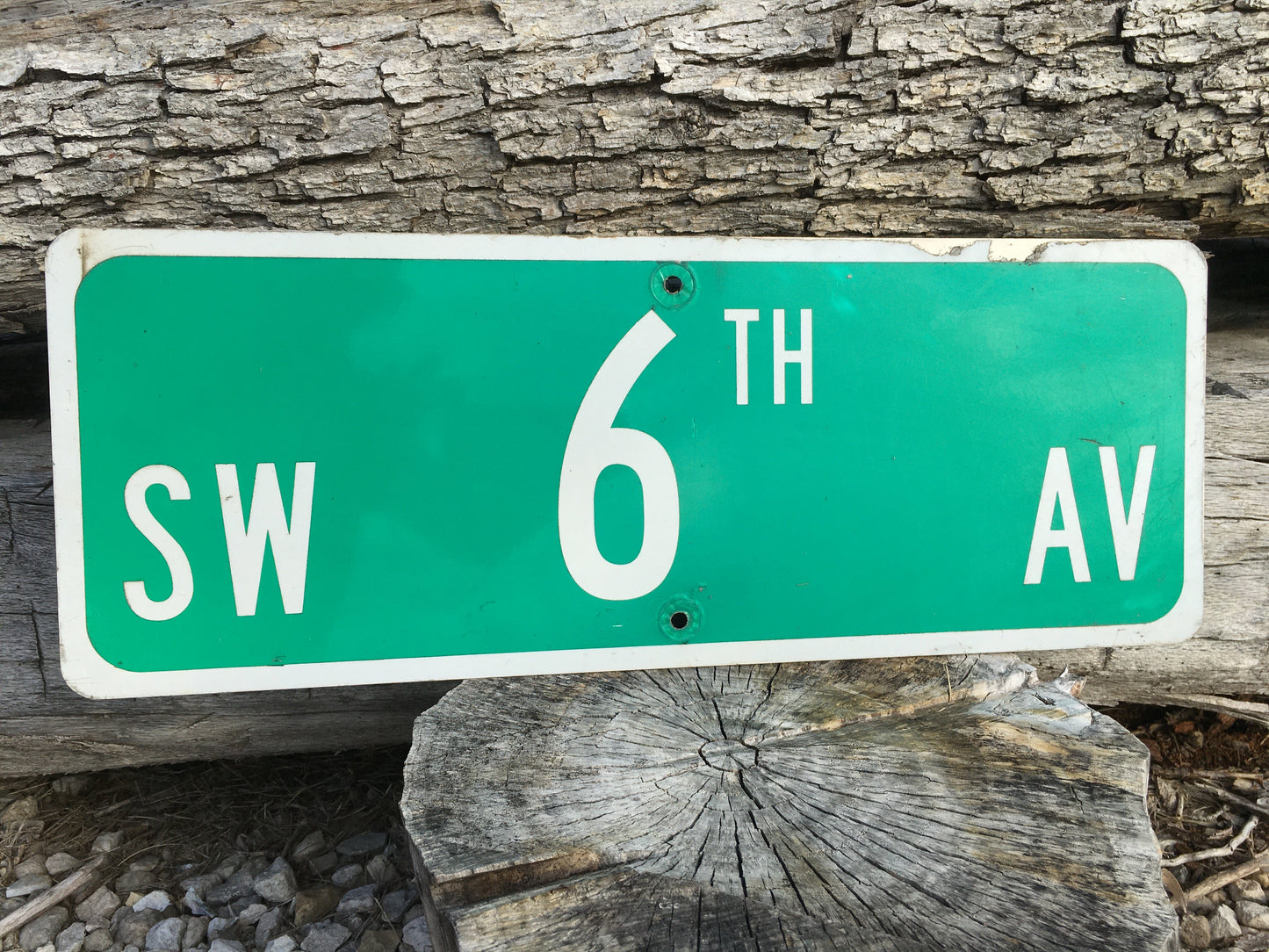 SW 6th Av Street Sign, 9x24 Vintage Green Road Sign, Metal Road Sign, E