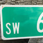 SW 6th Av Street Sign, 9x24 Vintage Green Road Sign, Metal Road Sign, E