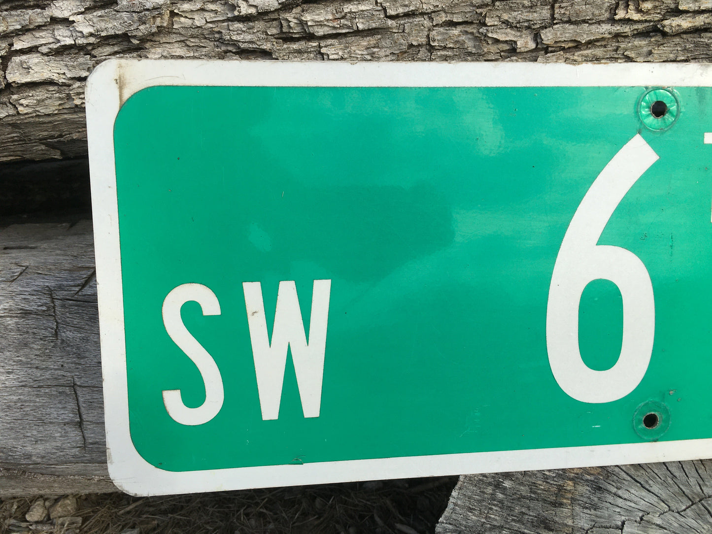 SW 6th Av Street Sign, 9x24 Vintage Green Road Sign, Metal Road Sign, E