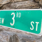 SW 3rd ST Street Sign, 9x24 Vintage Green Road Sign, Metal Road Sign, A