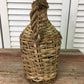 Small French Glass Demijohn Bottle, Woven Wicker Bottle, Rustic Farmhouse A5