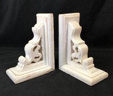 Pair White Wood Corbels, Shelf Brackets, Farmhouse Corbel, Rustic Bookends