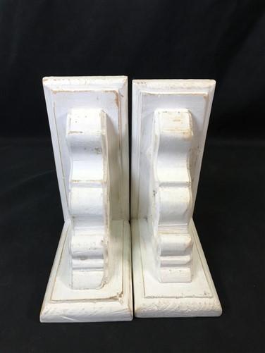 Pair White Wood Corbels, Shelf Brackets, Farmhouse Corbel, Rustic Bookends