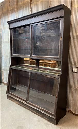 Antique Walnut Glass Display Cabinet, Store Showcase, Pharmacy Apothecary, B