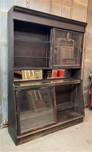 Antique Walnut Glass Display Cabinet, Store Showcase, Pharmacy Apothecary, B