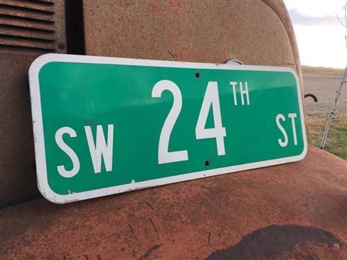 SW 24th ST Street Sign, 9x24 Vintage Green Road Sign, Metal Road Sign, D