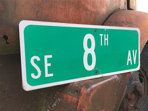 SE 8th AV Street Sign, 9x24 Vintage Green Road Sign, Metal Road Sign, A