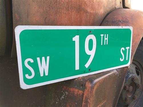 SW 19th ST Street Sign, 9x24 Vintage Green Road Sign, Metal Road Sign, D