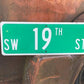 SW 19th ST Street Sign, 9x24 Vintage Green Road Sign, Metal Road Sign, D