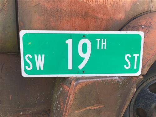 SW 19th ST Street Sign, 9x24 Vintage Green Road Sign, Metal Road Sign, D