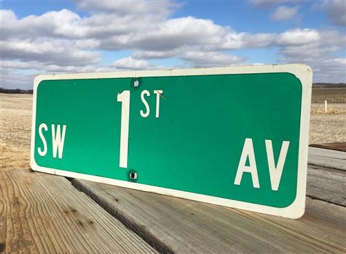 SW 1st AV Street Sign, 9x24 Vintage Green Road Sign, Metal Road Sign, F