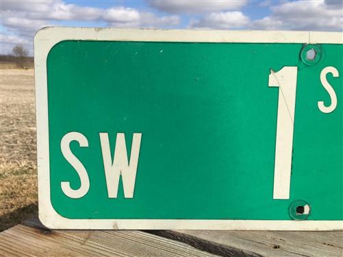 SW 1st AV Street Sign, 9x24 Vintage Green Road Sign, Metal Road Sign, F