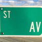 SW 1st AV Street Sign, 9x24 Vintage Green Road Sign, Metal Road Sign, F