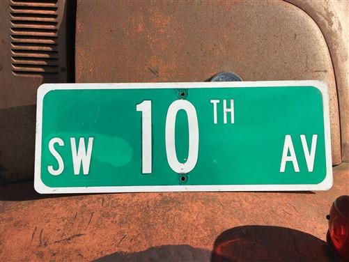 SW 10th AV Street Sign, 9x24 Vintage Green Road Sign, Metal Road Sign, E