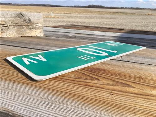 SW 10th AV Street Sign, 9x24 Vintage Green Road Sign, Metal Road Sign, E