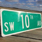 SW 10th AV Street Sign, 9x24 Vintage Green Road Sign, Metal Road Sign, F