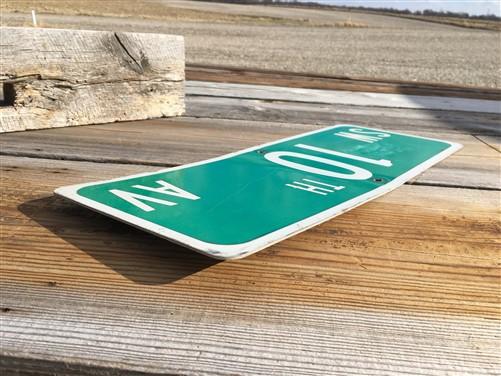 SW 10th AV Street Sign, 9x24 Vintage Green Road Sign, Metal Road Sign, F